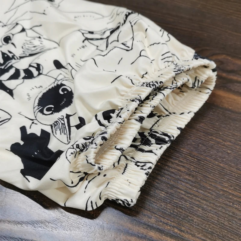 Outdoor Home Pants for Women Pajama Pants Soft Comfortable Cartoon Moe Cat Big Battle Elastic Waist Student Loose Sleeping Pants