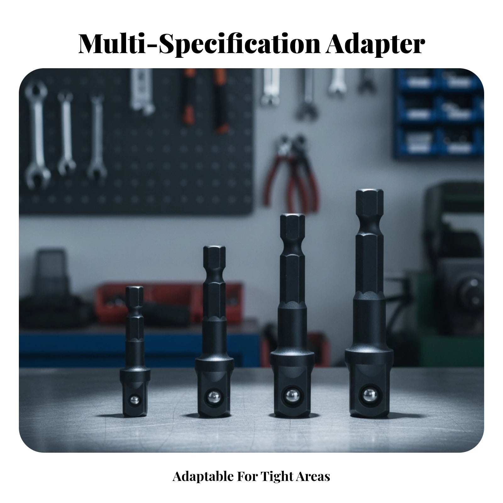 Cylindrical Hex to Square Drive Adapter Tool Accessory Darkened 6.35 Mm Hex Driver Adapter Forged-Looking for Impact Wrenches