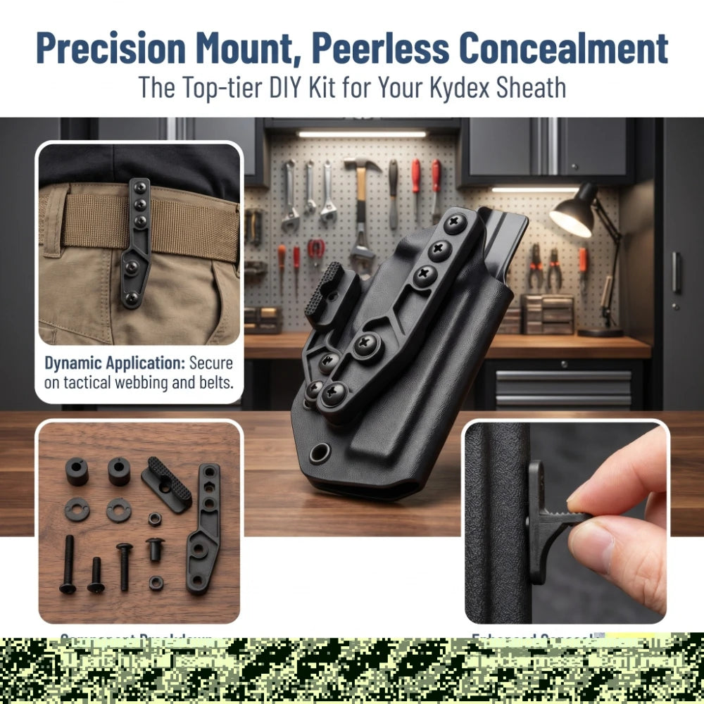 Injection Nylon Kydex Sheath Claw Belt Clip DIY Kit Adjustable Waist Carry Accessories for EDC Fixed Blade Knife Sheath