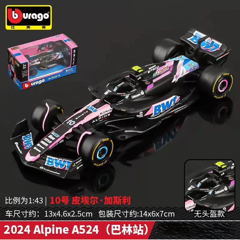 Bburago 1:43 BWT Alpine F1 Team A524 Alloy Diecast Model Car High Simulation Formula Racing Collectible Display Gift