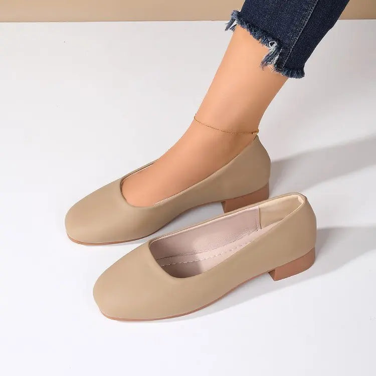 Soft Leather Round Toe Slip-On Shoes 2026 Spring Casual Office Footwear