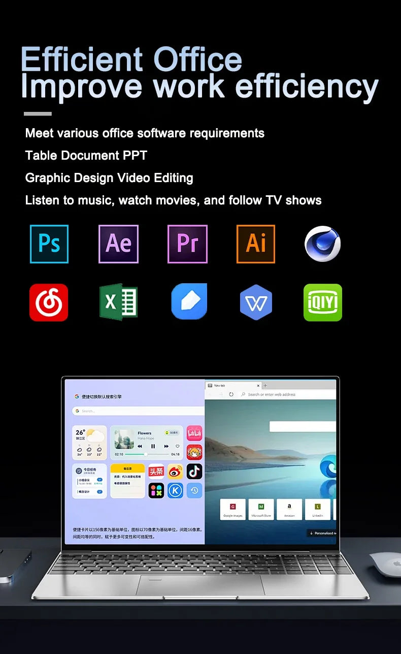 Exquisite 14.1" Ultra-clear Laptop N95 120Hz FHD IPS 7500mAh 32GB/2TB SSD Backlit Keyboard Fingerprint Unlock