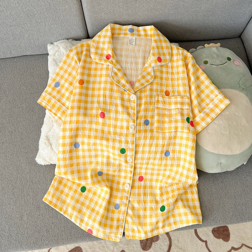 Summer Short-sleeved Cloud Cotton Pajama Set for Women, Comfortable and Trendy, Shorts That Can be Worn Outside, Home Wear Set