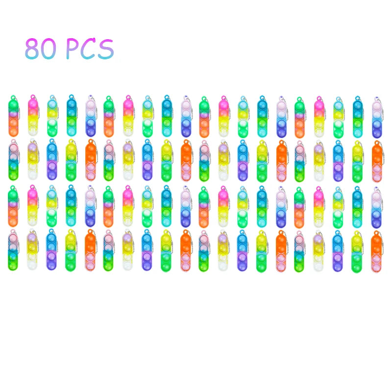 10/20/30/80/150 Pcs Bulk Mini Pop Fidget Toys Kids Sensory Keychain Party Favors Toddler Birthday Carnival Bag