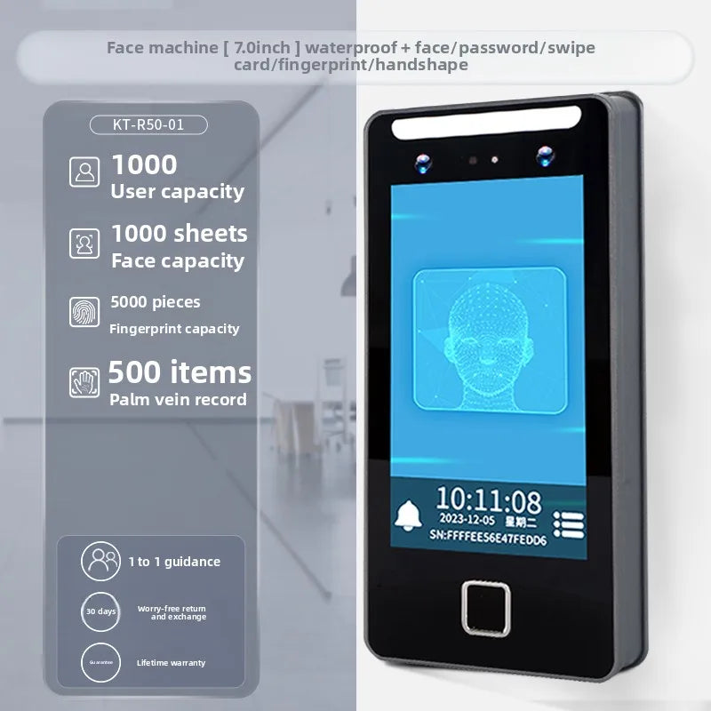 KOB7 inch dynamic facial recognition access control system all-in-one machine 8-inch high-definition touch screen magnetic lock
