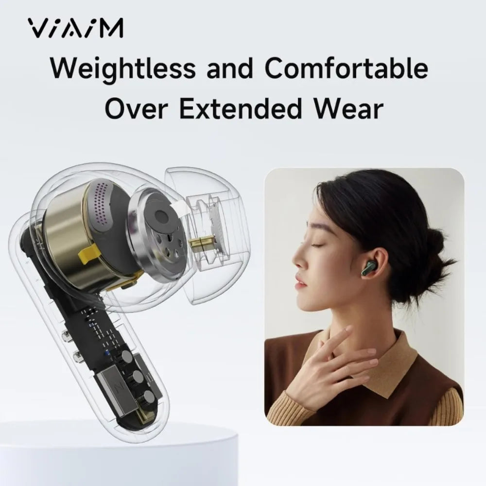 4-in-1 AI Smart Earbuds: Noise Cancelling, Voice Recorder, Translator, Transcriber, IPX5 Waterproof, 40H Battery Life (Renewed)