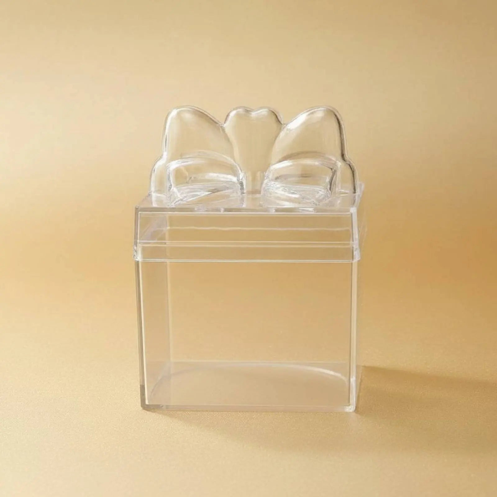 Clear Plastic Candy Box with Ribbon Multipurpose Transparent Candy Box Mini Cube Container Food Grade Small Item Storage