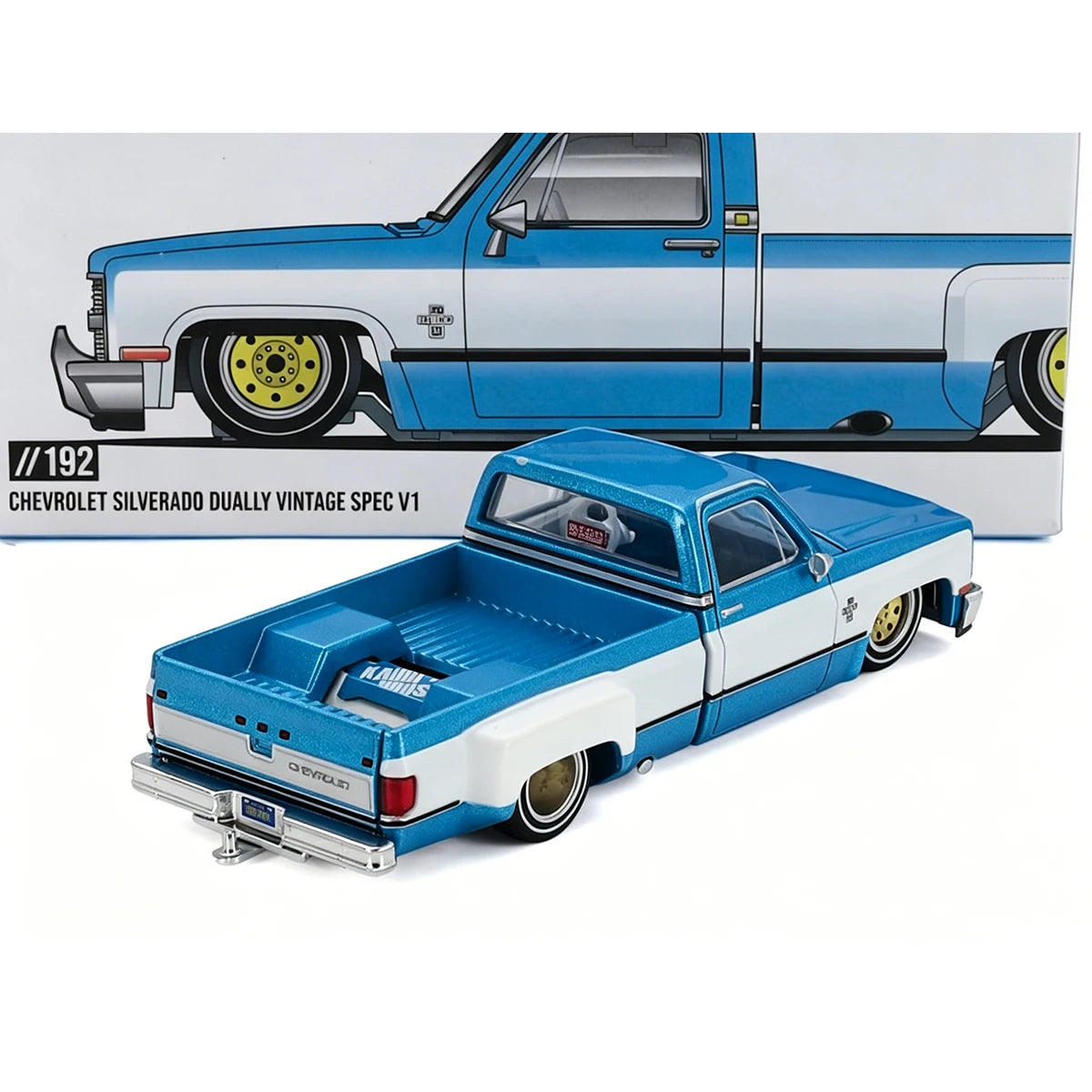 In Stock Ready To Ship Kaido House 1:64 Chevrolet Silverado Dually Vintage Spec V1 Open Hood Lowrider Diecast Car Model