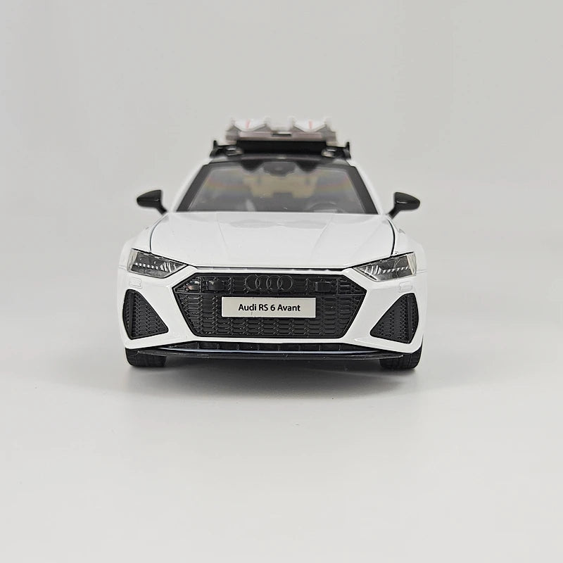 1:24 simulation Audi RS6 alloy car model, doors and engine hood, trunk can be opened, sound and light return force ornaments