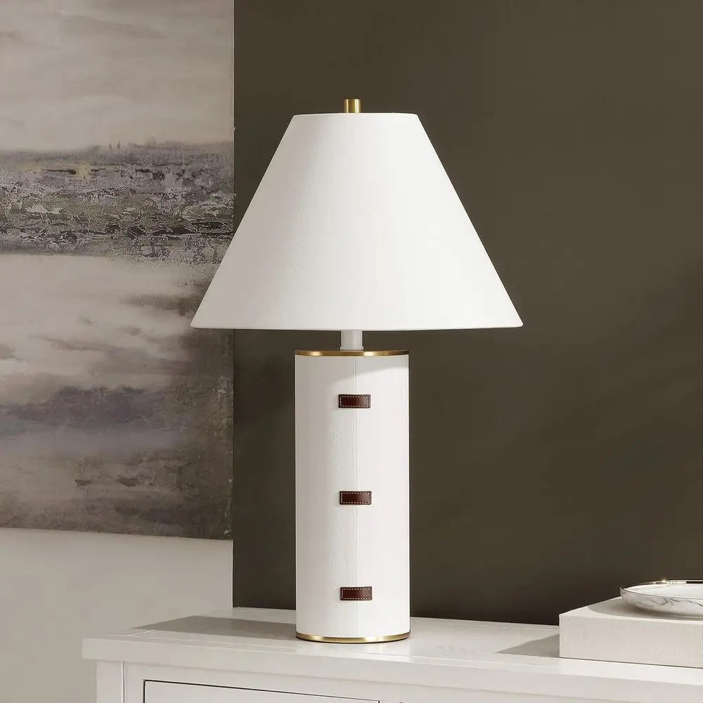 27-inch LED Table Lamp - White/Brown/Brass Gold for Bedroom, Living Room, Home Office, Desk, Nightstand