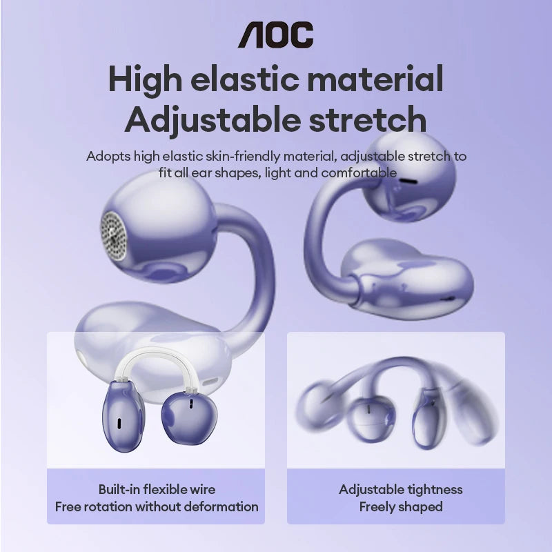 AOC ACD2544 Wireless Bluetooth Ear Clip Earbuds Open Ear Headphone Surround Stereo Sound Low Delay Gaming Music Earphones Choice