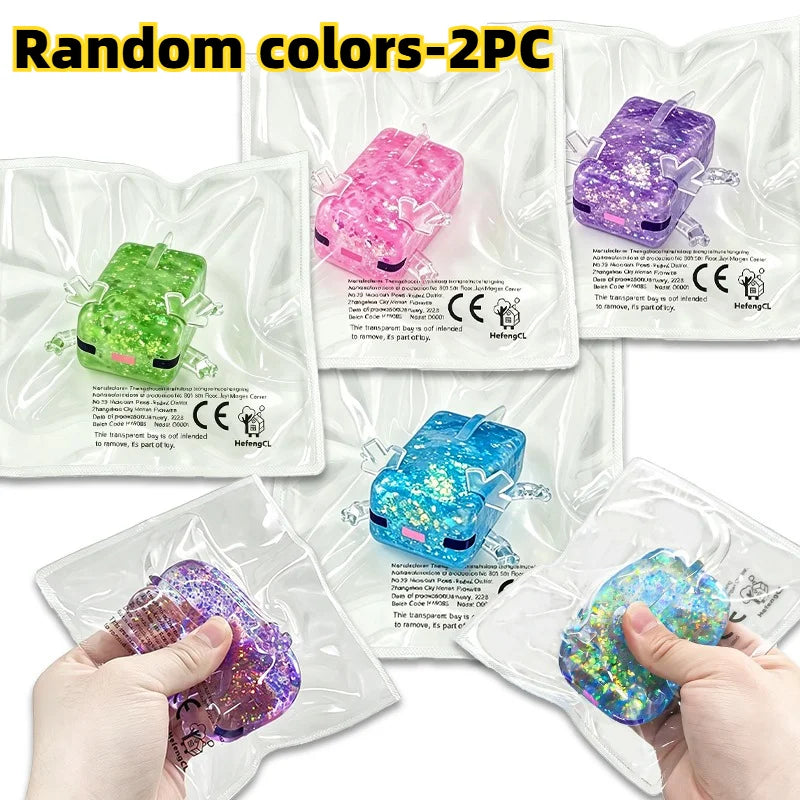 HefengCL Glitter Square Mini Axolotl Fidget Squishy TABA Maltose Sensory Stress Relief Toy Office Classroom Holiday Kids Gift