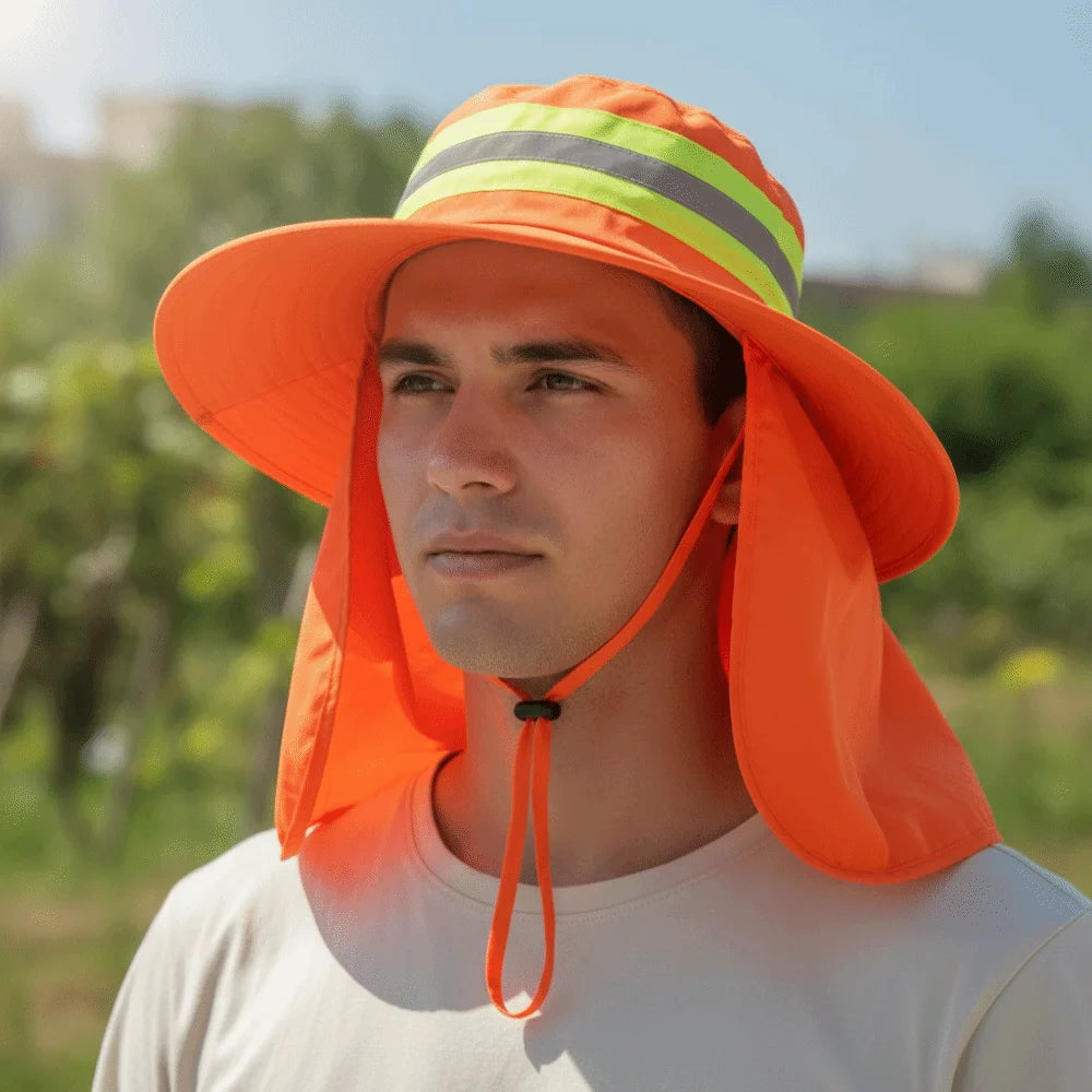 Adjustable Design Reflective Sun Hat UV Protection Sun Protection Anti-UV Bucket Hat Neck Shawl Large Brim