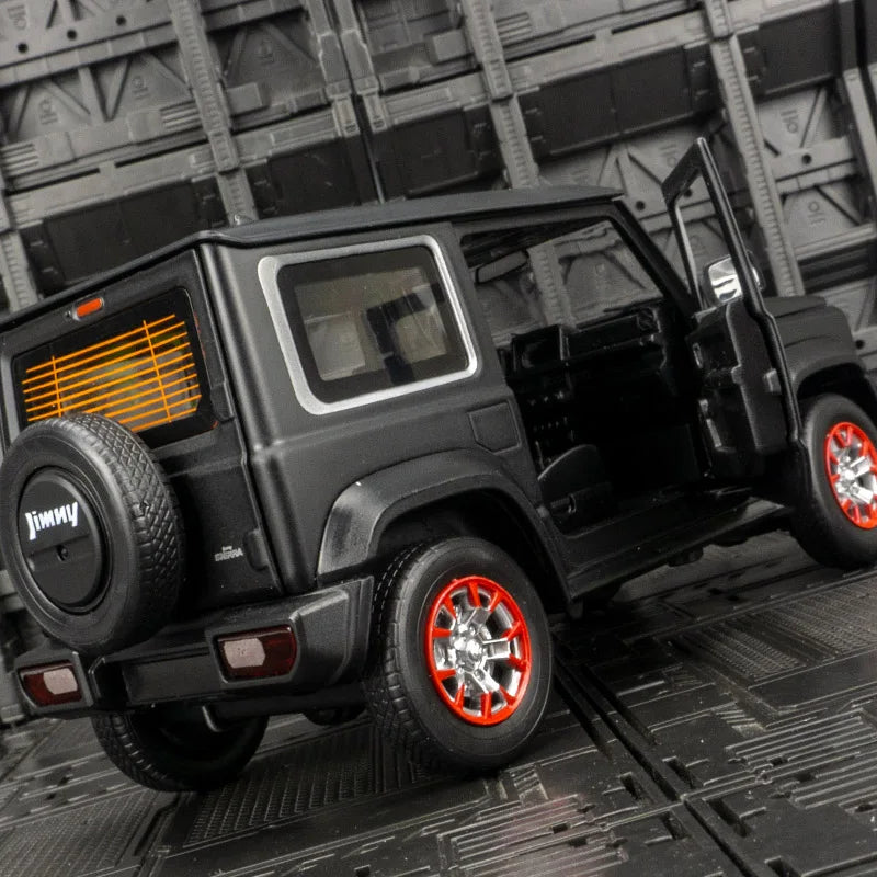 CCA 1:18 simulation Suzuki Jimny alloy off-road vehicle model doors and engine hood, trunk can be opened has sound and lighting