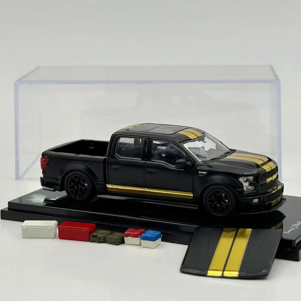 Funny Model FM 1/64 For SHELBY F-150 Shelby Super Snake Pickup Black Diecast Model Car Miniature Collection - with Accessories