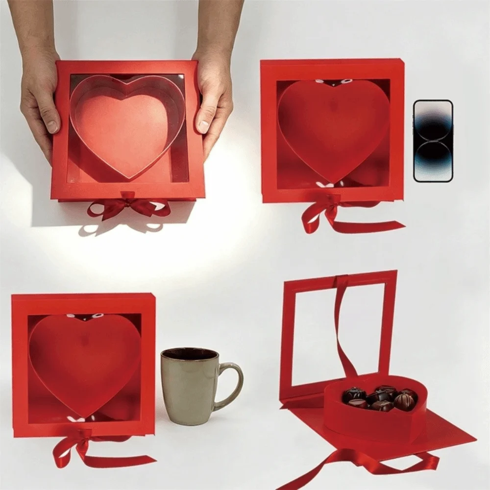 Transparent Window Mother's Day Gift Box Elegant Romantic Gift Packaging Box Fillable Cardboard Flower Display Box Bridal Shower