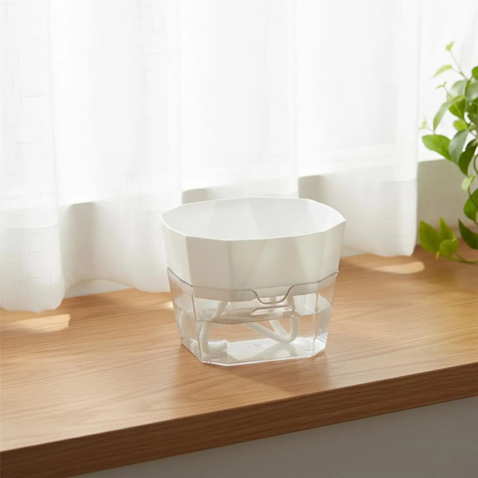 Hydroponic Bulb Vase 2-Tier Design Bulb Forcing Pot Automatic-Watering Planter Transparent Base Flower Pot for Plant Lovers