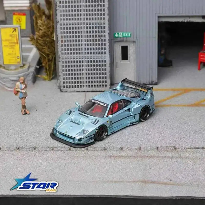 STAR 1:64 LBWK F40 Ice Blue Maggic Purple Car Model Collect Miniature Toys Opened Hood Diecast