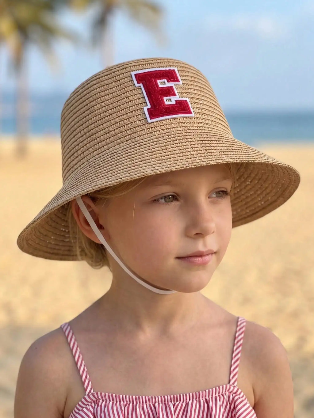 1Pc 3-8Y Boys Coffee Bow Straw Hat Woven Sun Hat Breathable Outdoor Beach Summer Shade Cap for Kids Daily Play Travel