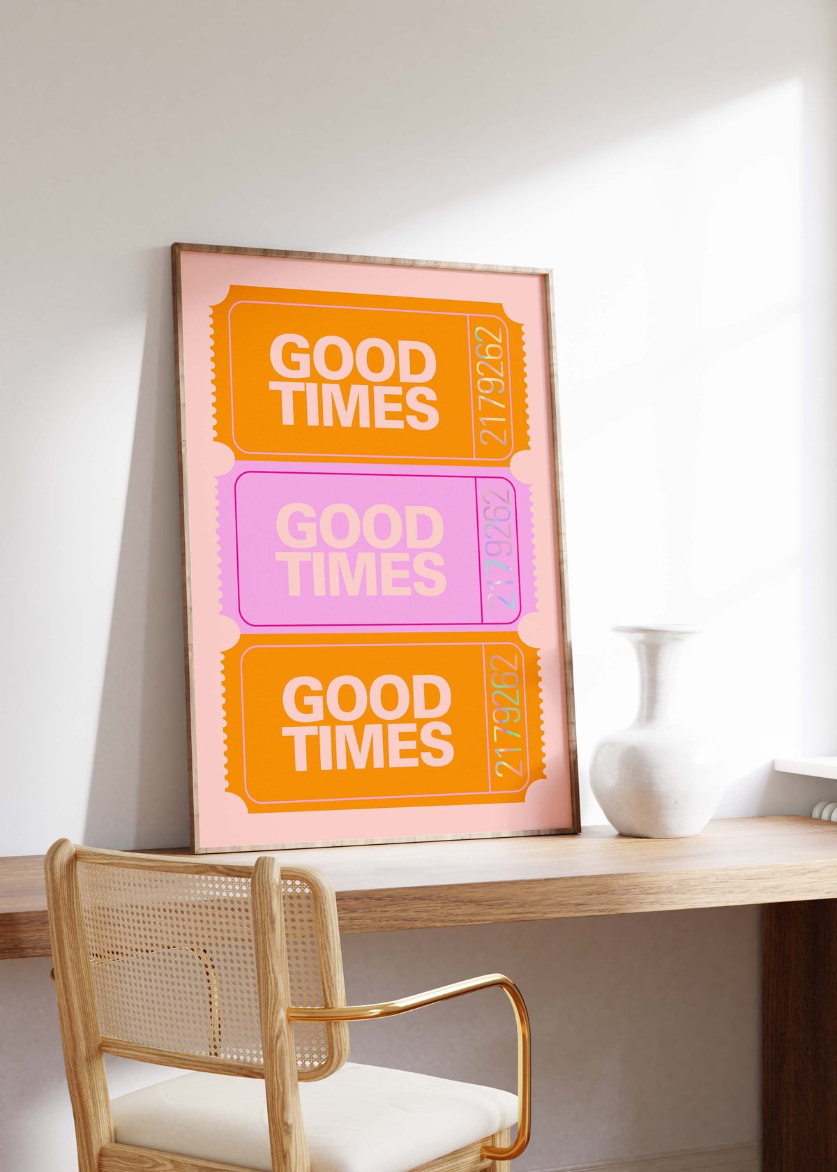 Good Times Poster · Colorful Ticket Design · Retro Gradient Typography Art · Modern Aesthetic Wall Decor · Moderne Wandkunst · Print ohne Rahmen