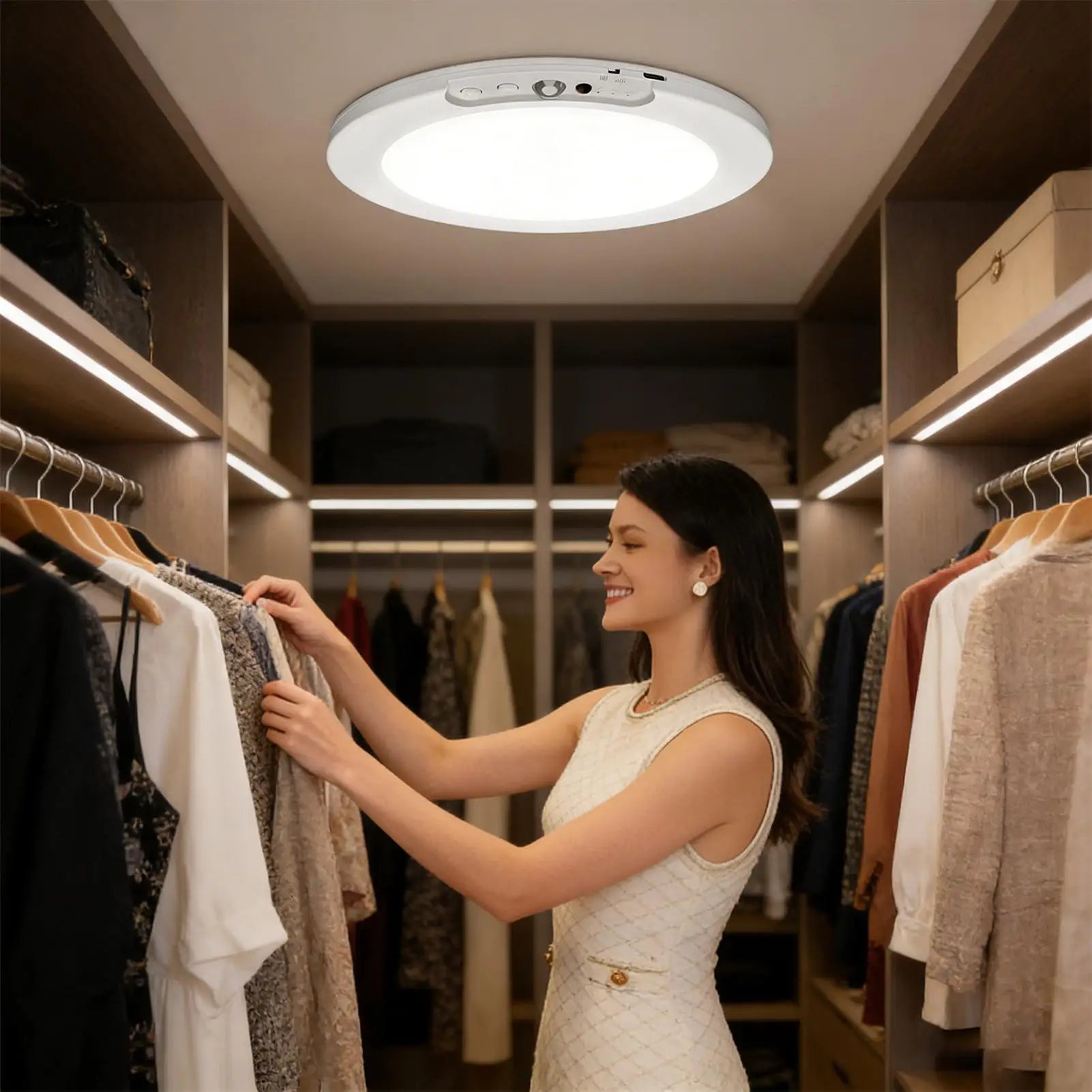 Motion Sensor Closet Light Wireless Rechargeable Lamp Battery Operated Ceiling Light With Remote For Home Pantry Shower Stair