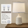 Set of 2 White Ceramic Table Lamps, 18.5" Modern Bedside Lamps for Night Stands, Farmhouse Decor with LED Bulbs