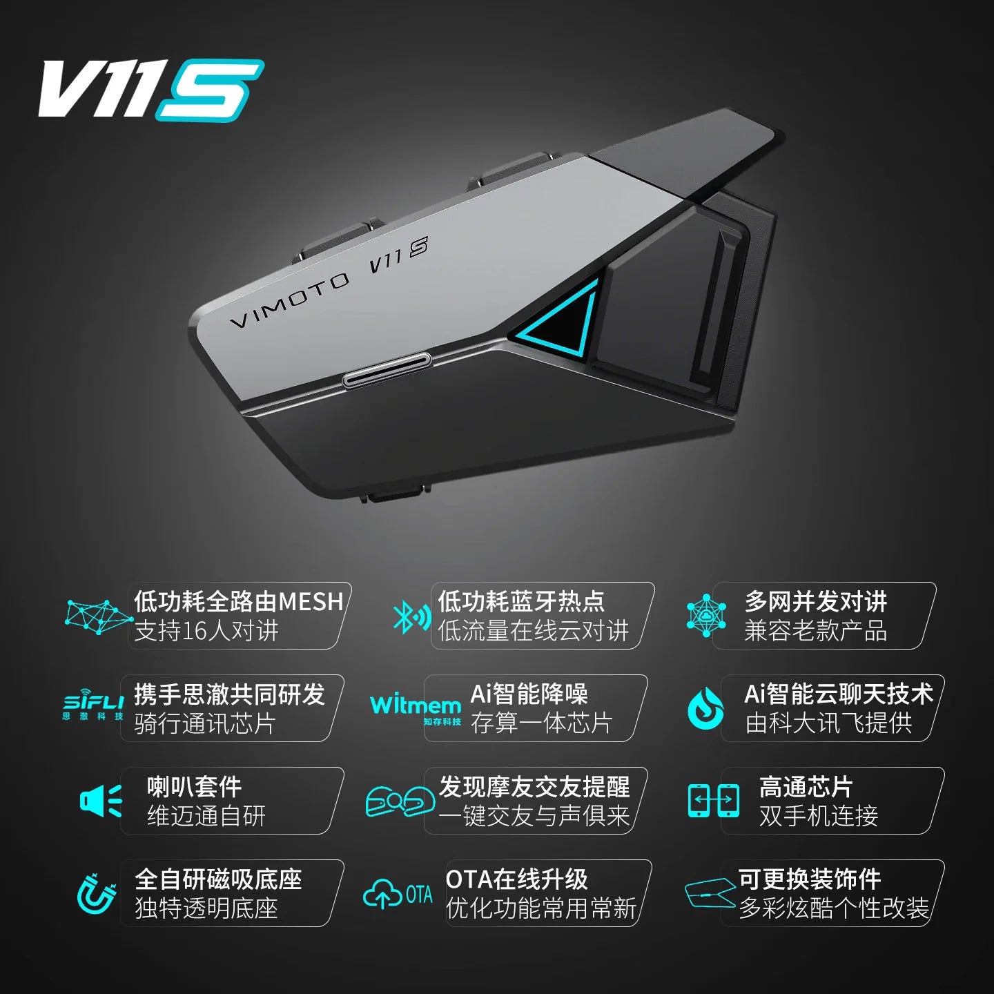 VIMAITONG V10X Helmet Bluetooth Earphones Motorcycle Riding Dedicated Multi-Person Intercom Full Helmet Built-in Headphones
