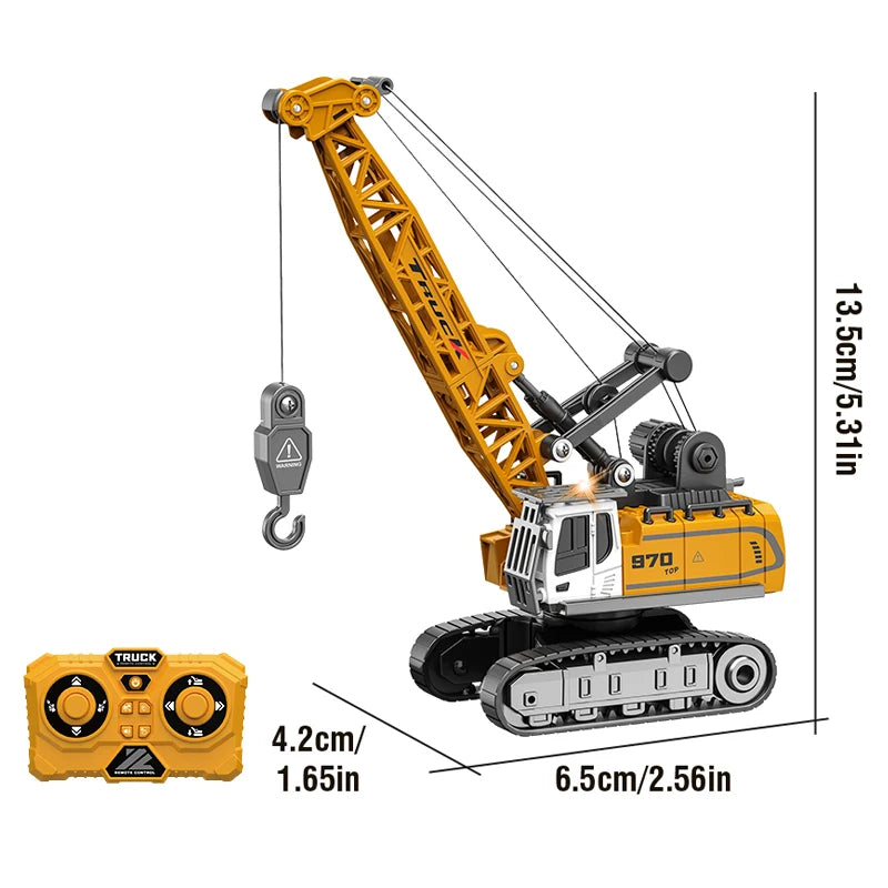 1:64 Mini RC Excavator Crawler Tipper Truck Remote Control Engineering Vehicle with Light and Sound Mini Gift Toy RC Truck