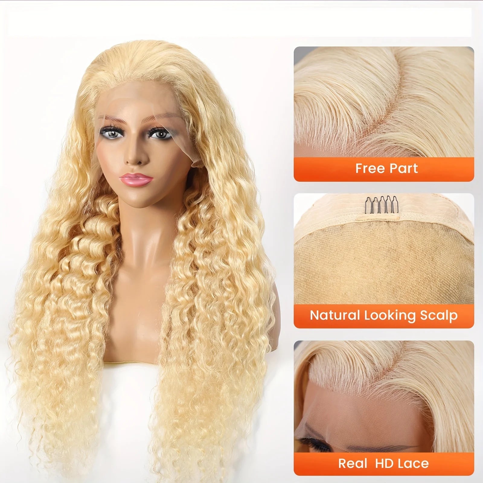 613 HD Lace Frontal Wig 13x4 13x6 Deep Wave Lace Front Human Hair Wig Transparent Blonde Curly Wig 30 Inch 220 Density For Women