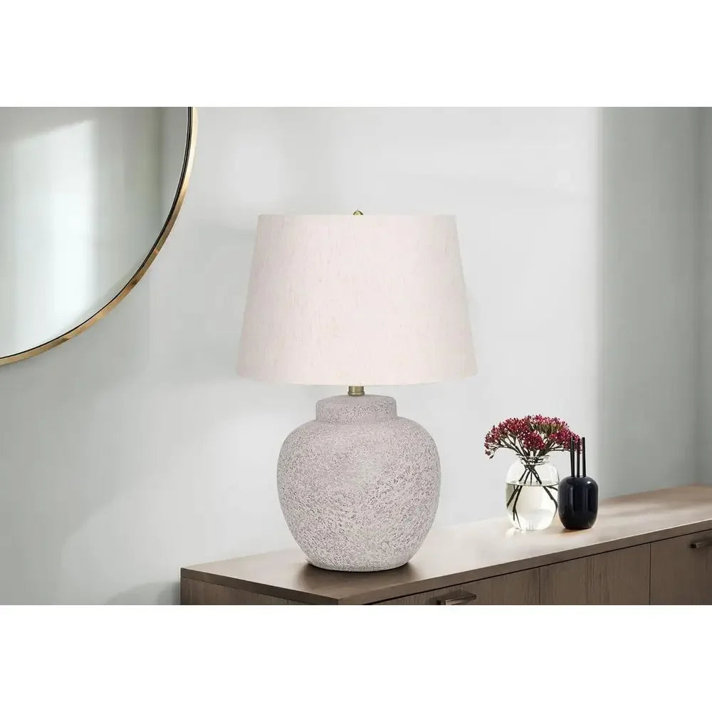 Cream Concrete Table Lamp with Ivory/Cream Shade