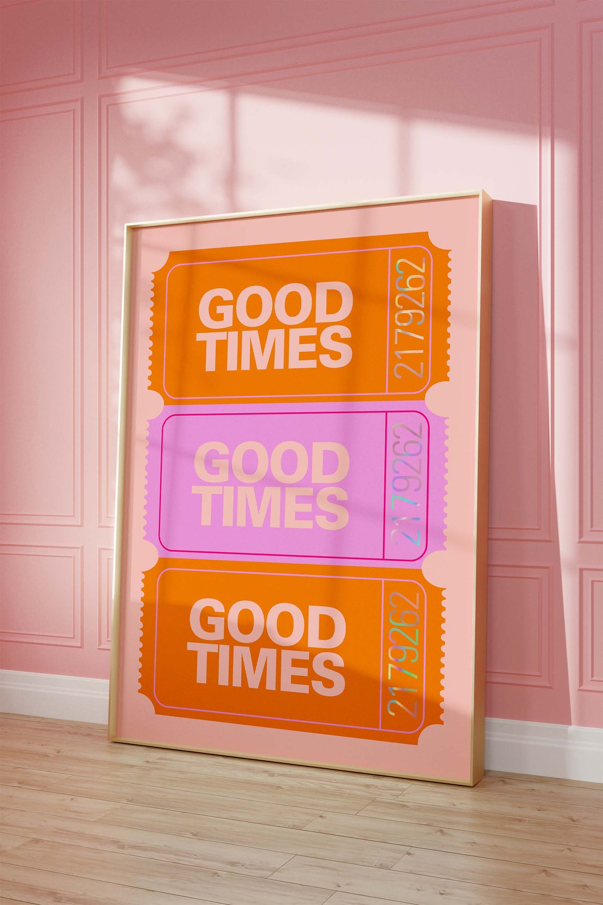 Good Times Poster · Colorful Ticket Design · Retro Gradient Typography Art · Modern Aesthetic Wall Decor · Moderne Wandkunst · Print ohne Rahmen