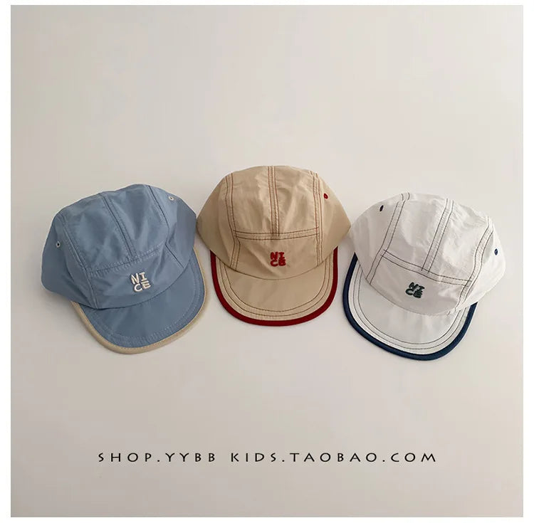 Summer Quick Dry Hat for Baby Letter Embroidery Baseball Cap Kids Boy Girl Adjustable Sunscreen Thin Sport Hats