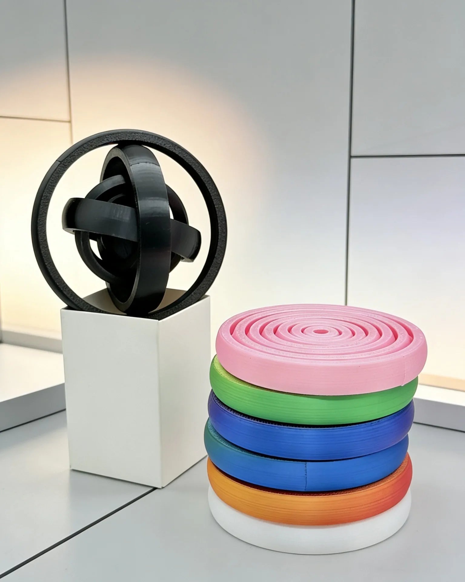 3D Printed Novelty Spinning Finger Ring, Adult Fidget Toy, Mini Creative Finger Spinner, Featuring Rotational Gyroscope Design