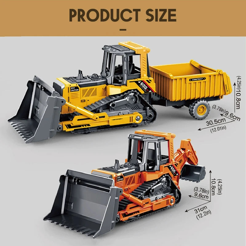 Engineering Vehicle Model Double Head Excavator Bulldozer Children Educational Diecast Construction Vehicle Toy Kids Boy Gift