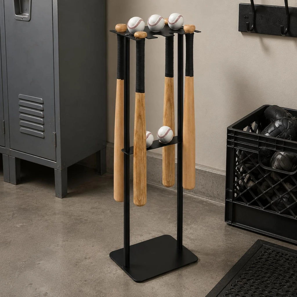Metal Baseball Display Rack Mobile Baseball Club Storage Rack Floor Club Holder Free Standing Stable Base for Sports Room