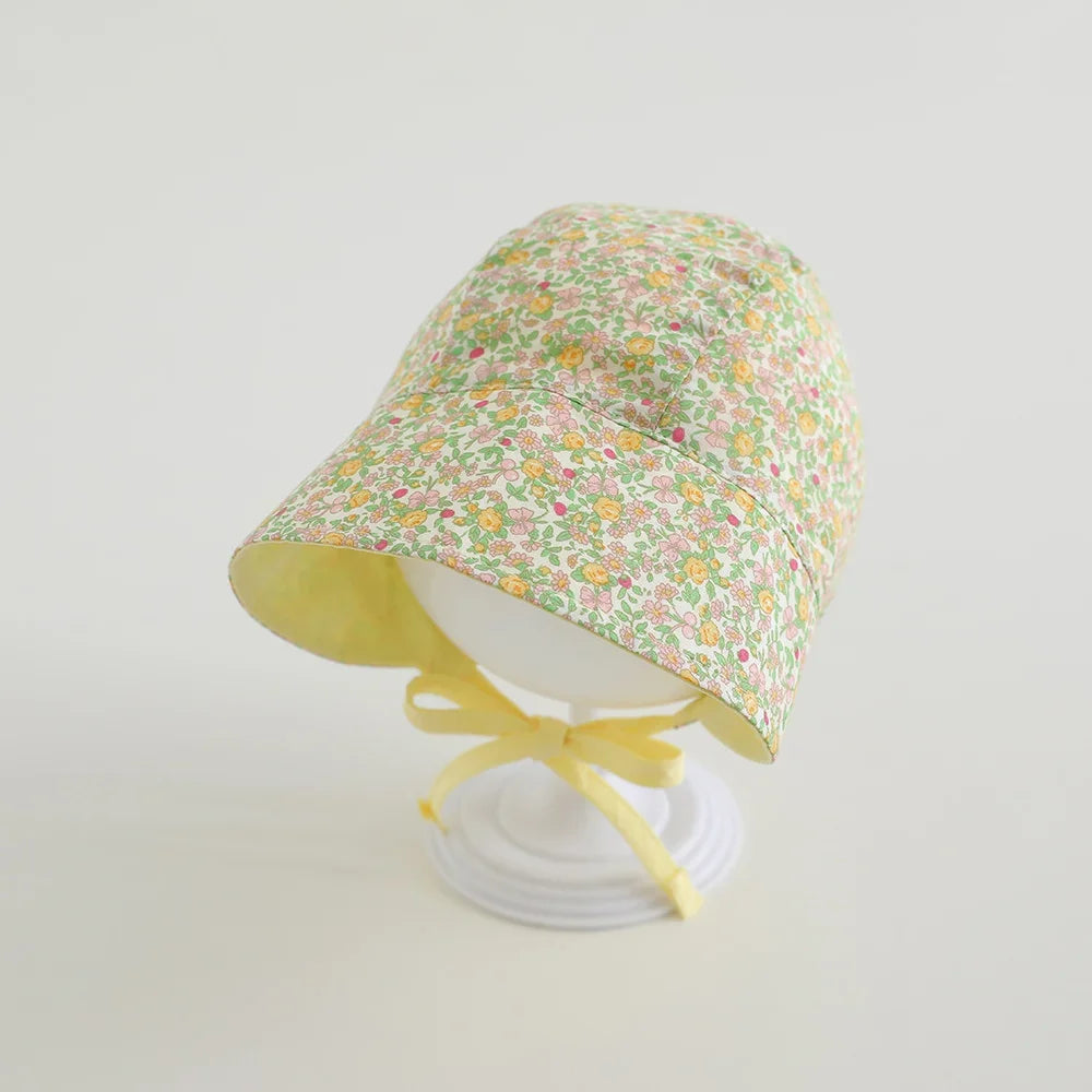 Reversible Baby Sun Hat for Girls Floral Indian Hats Autumn Outdoor Travel Newborn Sun Cap Toddler Bonnet Newborn Head Wrap Cap