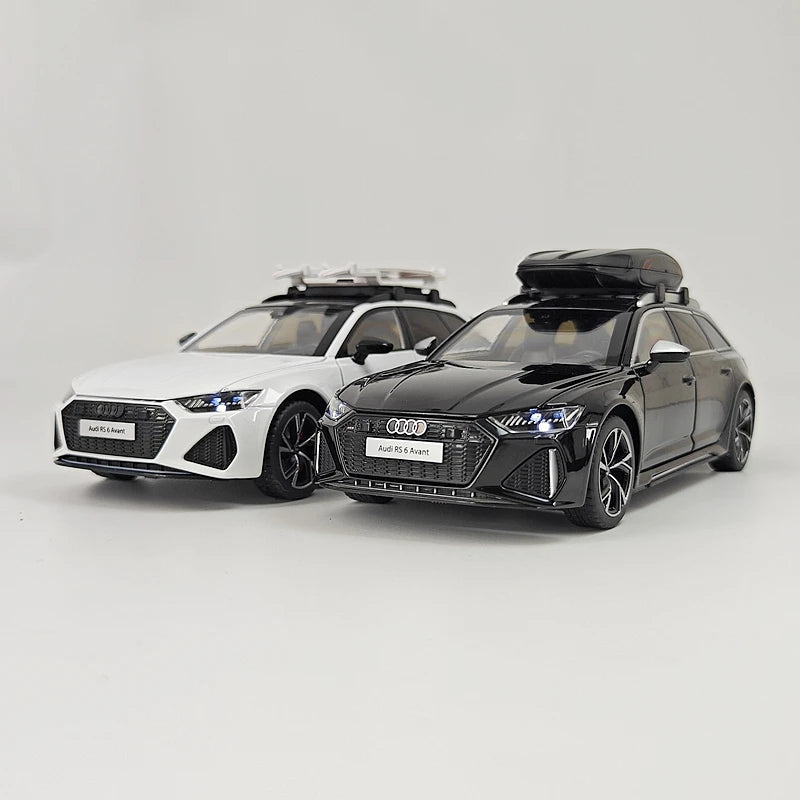 1:24 simulation Audi RS6 alloy car model, doors and engine hood, trunk can be opened, sound and light return force ornaments