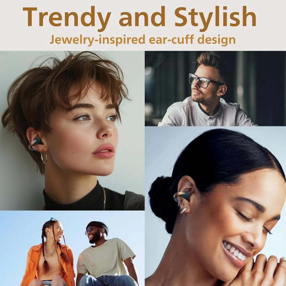 Wireless Open Ear Earbuds,Bluetooth 5.3,24H Battery,Water Resistant,Mic,Comfort & Awareness,Ear Clip