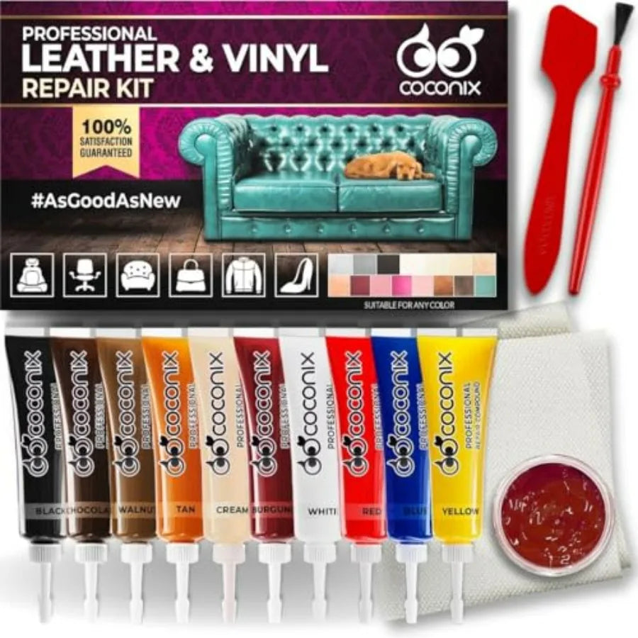 Leather and Vinyl Repair Kit Fix Tears, Holes, Scratches, and Peeling on Leather and Vinyl Furniture, Car Seats, and Jackets Ea