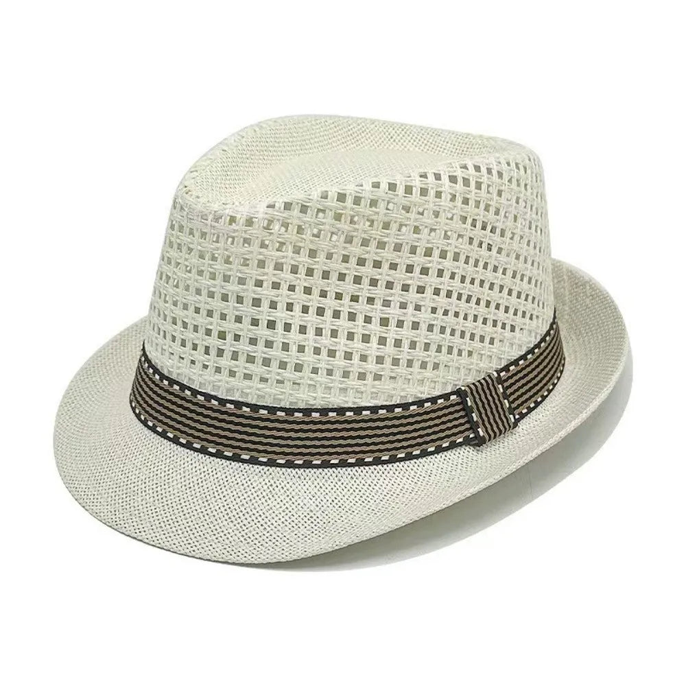 Elegant Short Brim Men Panama Hat Lightweight Breathable Woven Straw Hat Sombrero Hollow Out Vacation Beach Cap Performances
