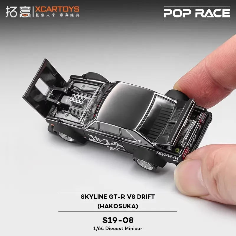 XCARTOYS POPRACE 1/64 S19-08 Zero Japanese SKYLINE GT-R V8 DRIFT Car Model Replica Series Children Christmas Gifts Boy Toys