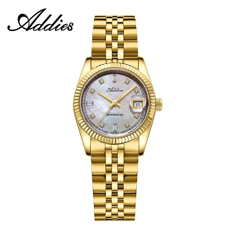 ADDIES 585 Quartz Women's Watches Sapphire Glass 5Bar Waterproof 316L Stainless Steel Diving Fashion Luxury Wristwatch For Woman