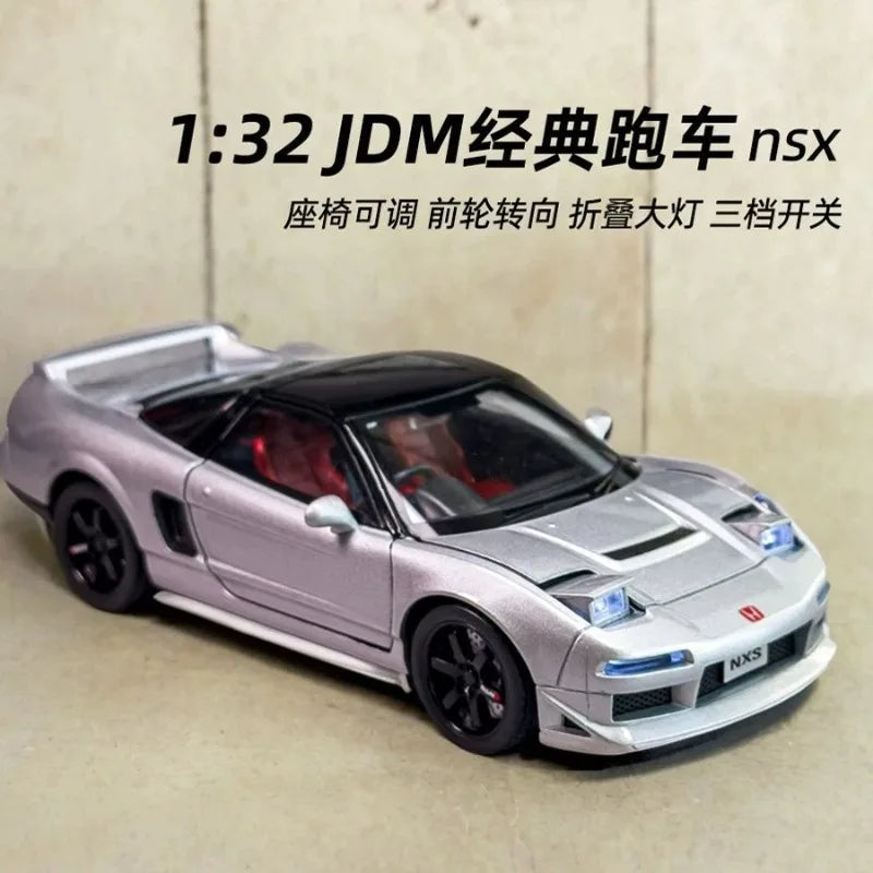 1:32 Honda NSX Alloy Sports Car Open Doors Light Sound Rear Wheel Pull Back With Display Base Desktop Ornament Collection Gift