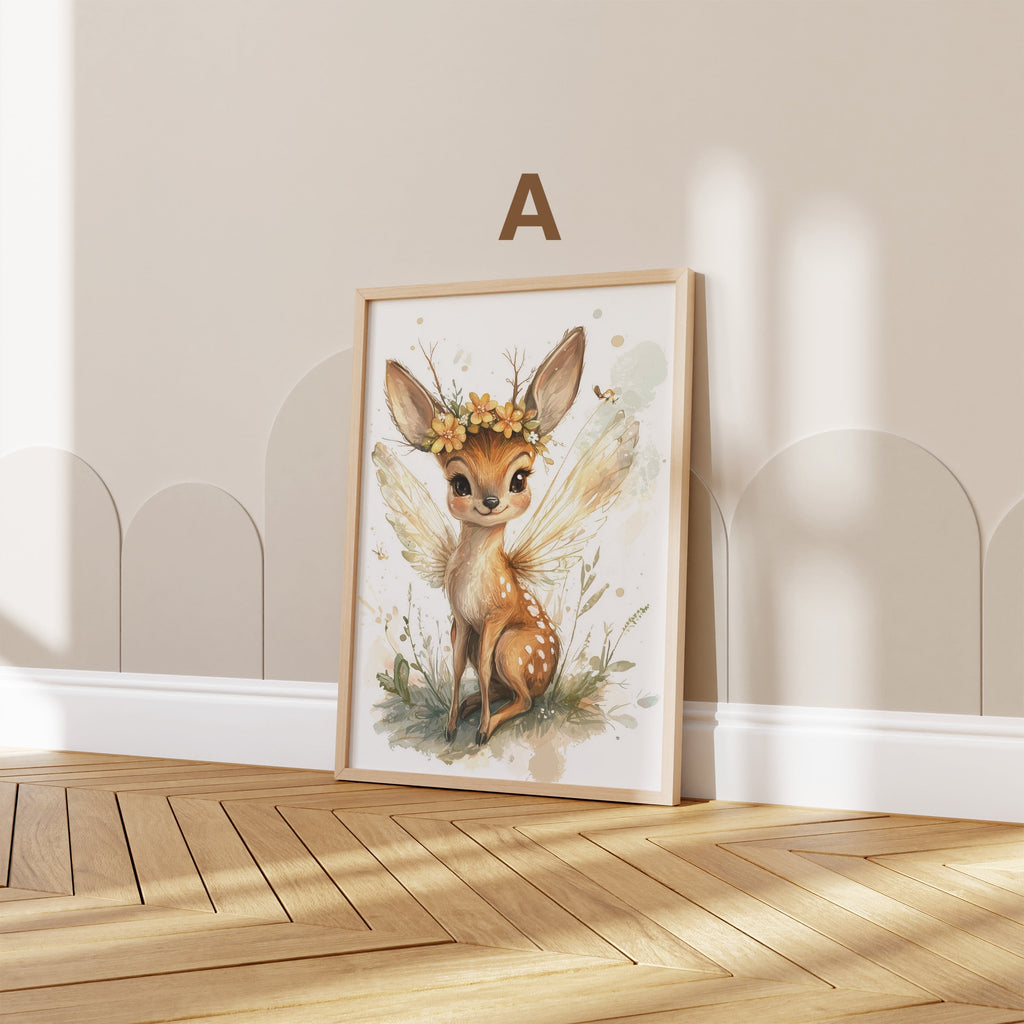 Waldtiere Magisch Kinderzimmer Aquarell Fuchs Reh Igel Fledermaus Poster · Kinderzimmer Bilder · Wand Deko · Kunst Druck · Deko Print ohne Rahmen