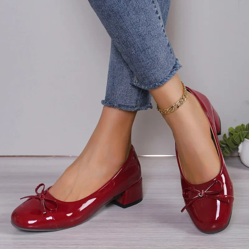 2026 Shoes Women Pumps Platform Heels Women Round Toe Bow-knot Sweet Ballet Shoes Office Woman Mary Jane Shoes Zapatos De Mujer