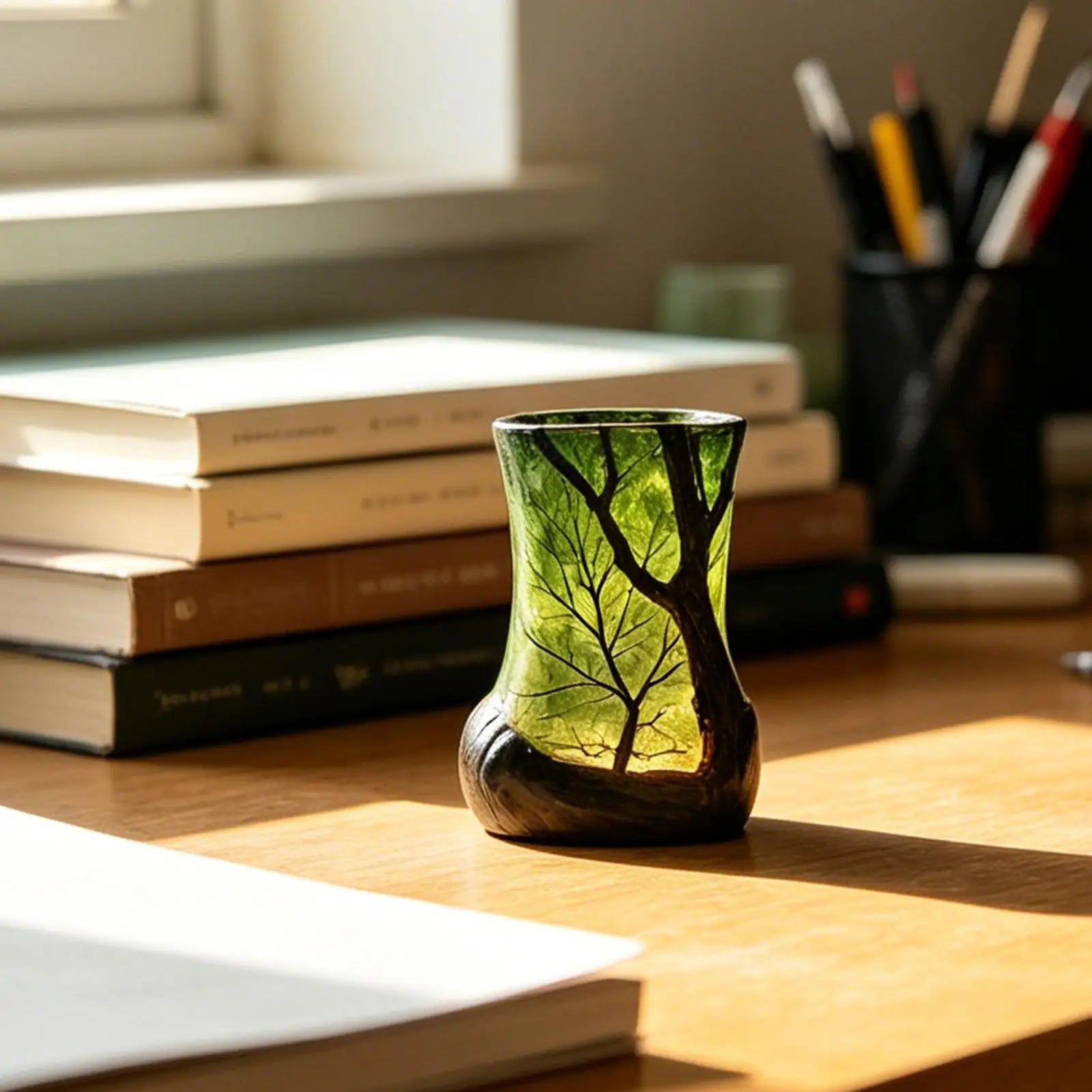 Bedside Table Lamp Forest Nightlight Decorative Ambient Light for Home Office Bedroom Study Room Desk Bookshelf Reading Corner