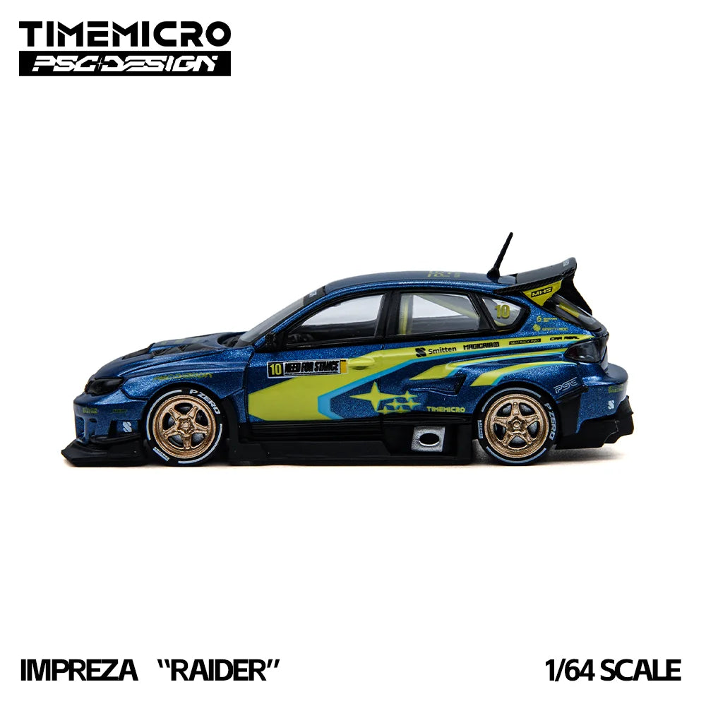 TimeMicro 1:64 Blue Yellow Rally Sports Car Diecast Alloy Model Racing Livery Mini Vehicle For Hobby Collection Decor