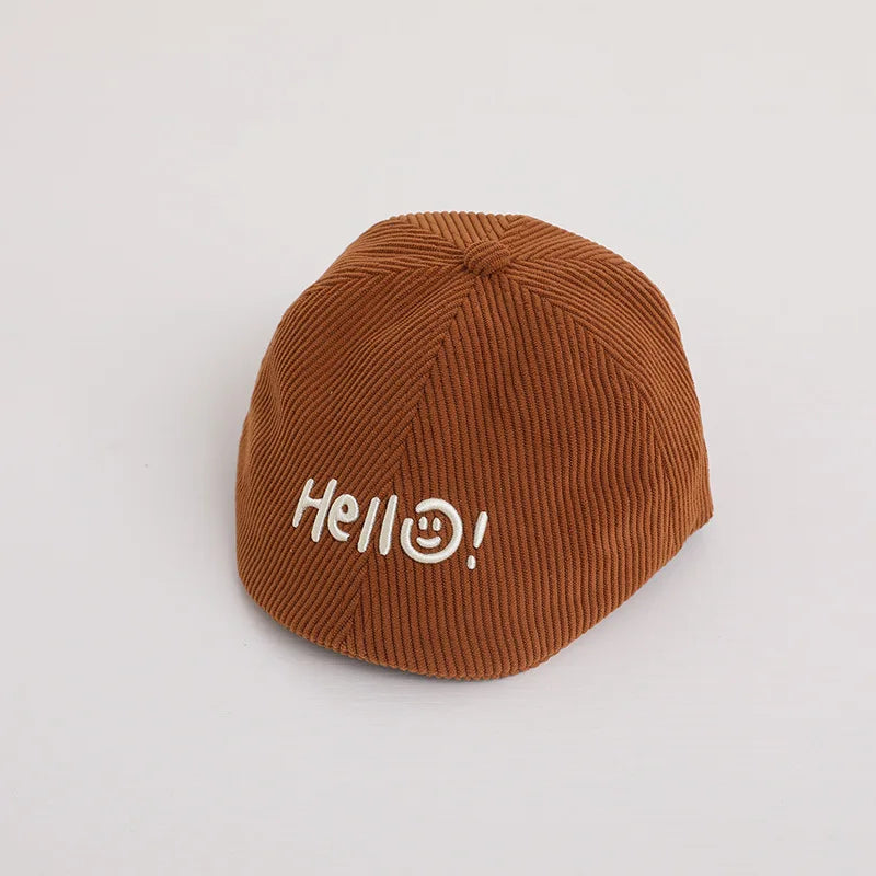 Fashion Letter Beret Drawstring Baby Duck Tongue Cap 2-6year Kids Sunshade Visors Autumn Winter Corduroy Children Forward Hat