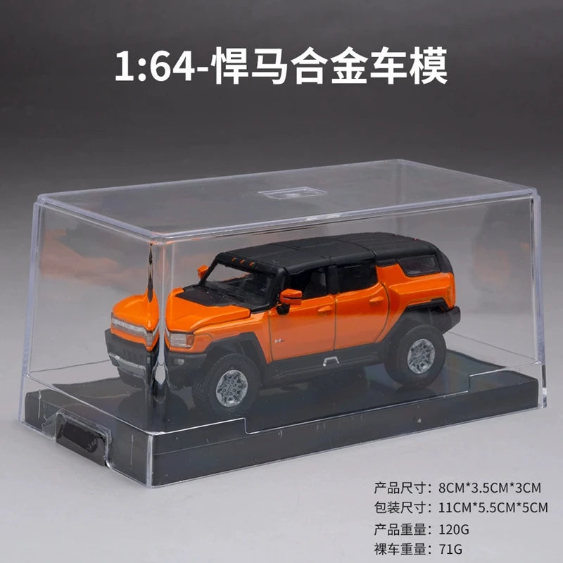 1: 64 simulation Hummer off-road vehicle alloy model office desktop decoration gift car ornament engine hood can be opened