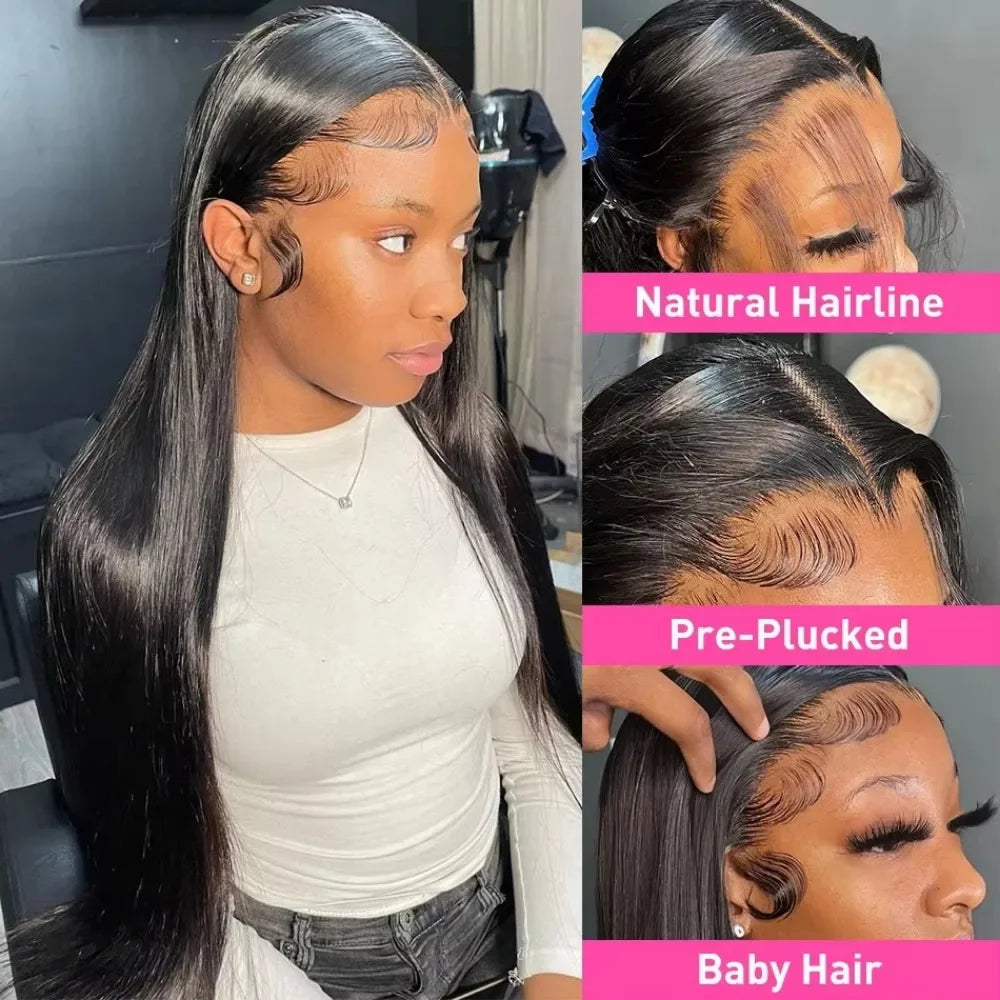 Dixtefo Real Hair Straight Lace Front Wigs 30 38 Inch Human Hair 13X4 HD Lace Frontal Hair Wig 13X6 Bone Straight Human Hair Wigs 200 Density Hair for Women
